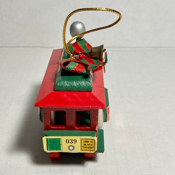 Vintage San Francisco Trolley Car Christmas Tree Ornament Powell & Market Wood - Picture 5 of 10